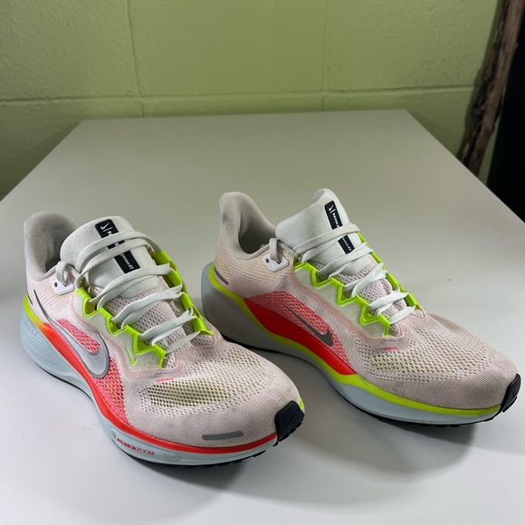 Nike Women's Sneakers - Cream and Neon Red with Lime Accents Pegasus 41 - Picture 1 of 10
